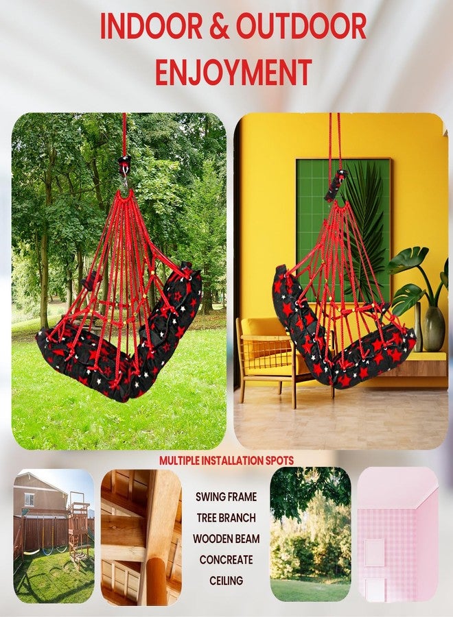 BOFFLE أرجوحة قطنية من بوفل للأطفال الرضع، قابلة للطي والغسل، من عمر سنة إلى 3 سنوات، مزودة بحزام أمان، مناسبة للمنزل والحديقة. أرجوحة للأطفال. مقاس المقعد والظهر 16 × 16 بوصة. - Image 3